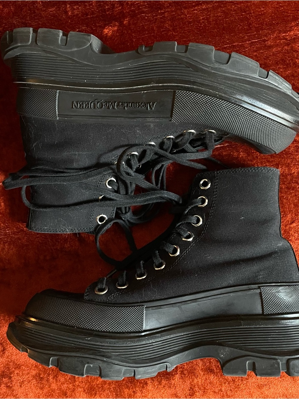Alexander McQueen Black Chunky Platform Lace-Up Boots
